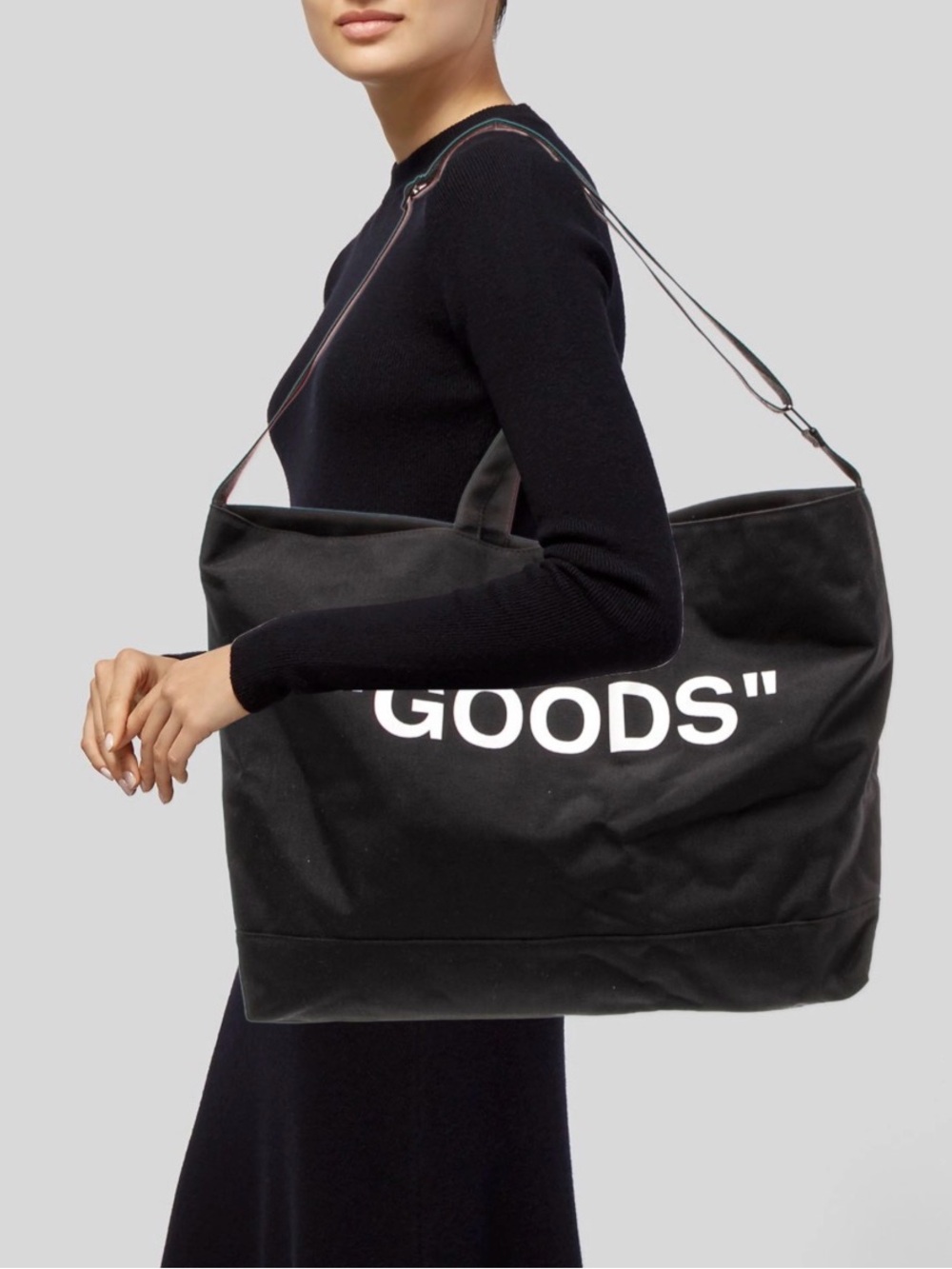 Large Black 'GOODS' Canvas Tote Bag